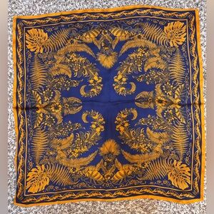 Navy Blue and Mustard Yellow Floral Scarf